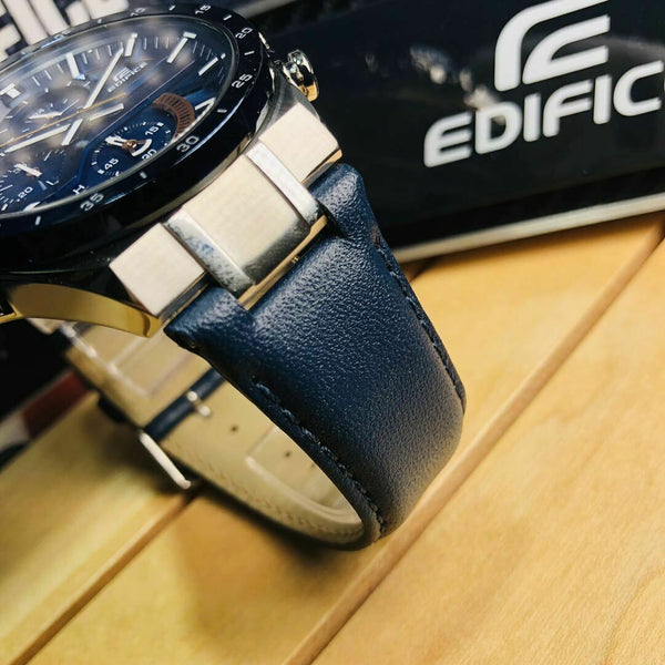 Casio Watchband EQS-910 BL-2 Blue Leather Strap w/Pins. Original Casio Edifice