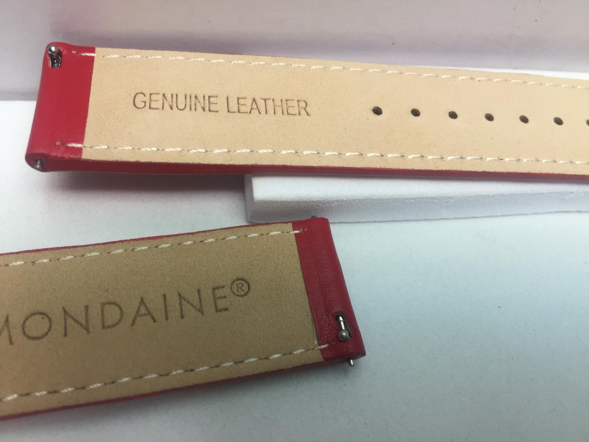 Mondaine Swiss Railways Watchband FE16620.30Q.3. Mens 20mm Red Stitched Leather.