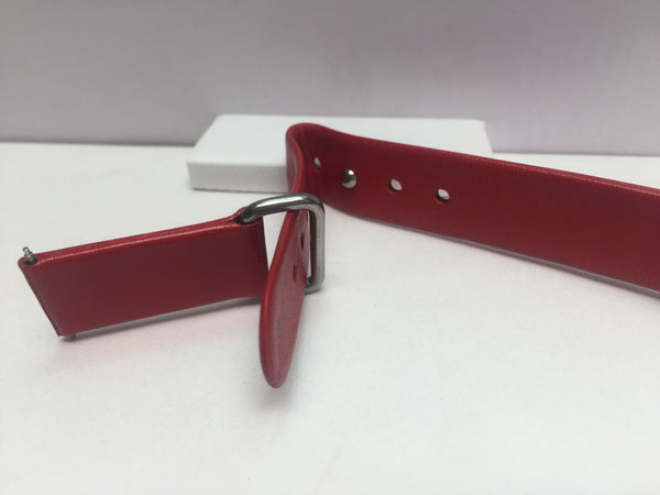 Watchband. Red 18mm.Unique style folds to desired length attches like button flys