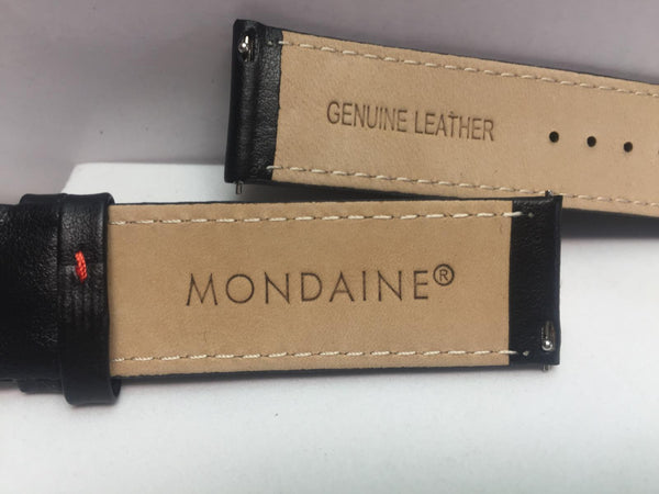 Mondaine Swiss Railways Watchband FE16220.20Q.5 20mm Blk Leather EZ install Pins