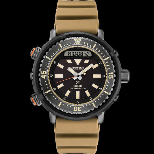 Seiko SNJ029 Digital/Analog Solar Scuba Divers Watch w/Light & Luminous Hands.