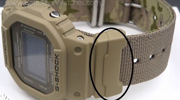 Casio Original Watch Parts DW-5600 LU-8 Pair Tan LoopThru Band Lugs w/Spring Bar