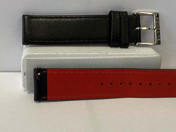 Mondaine Swiss Railways Watchband FEM.3118.22q.2.k. 18mm Black Leather Red Back