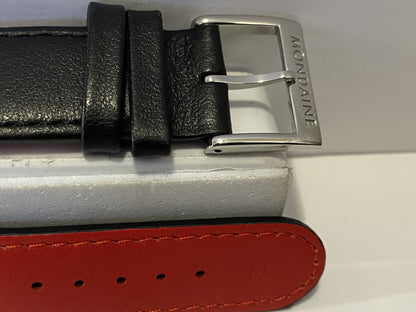 Mondaine Swiss Railways Watchband FEM.3118.22q.2.k. 18mm Black Leather Red Back