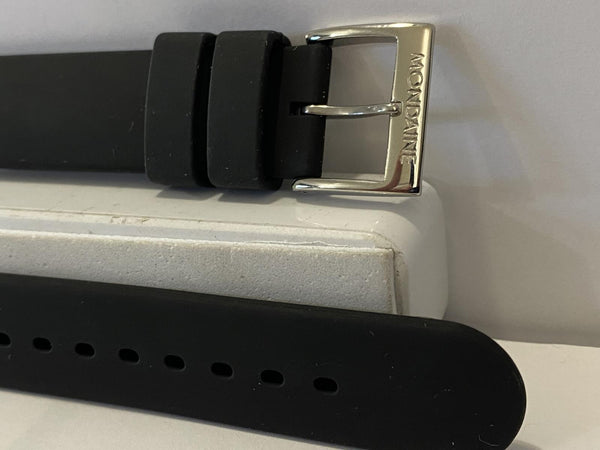 Mondaine Swiss Railways Watchband 18mm Soft Silicone Strap w/Polished Steel Buck