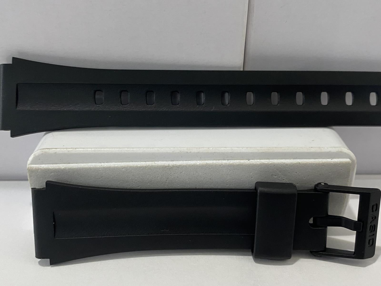 Casio Watchband F-201 Original Casio Strap. 18mm Black Resin Logo Buckle.