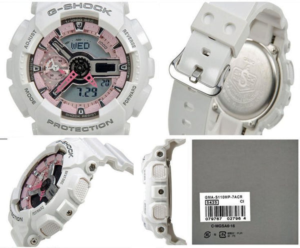 Casio Watchband GMA-S110 MP-7A Shiny White Original Casio Resin Strap.