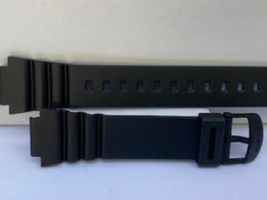 Casio Watchband W-214 Black Resin Strap Measures 16mm at Attach 24mm at Shoulder