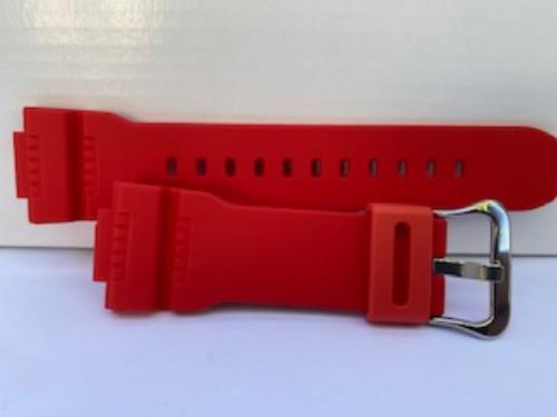 Casio Original Watchband G-7900 A-4. Red Resin Strap, Stainless Steel Keeper