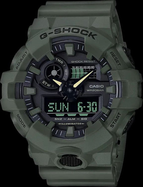 Casio Original Watch Parts.GA-700 UC-3 Military Green Bezel/Shell.Black Graphics