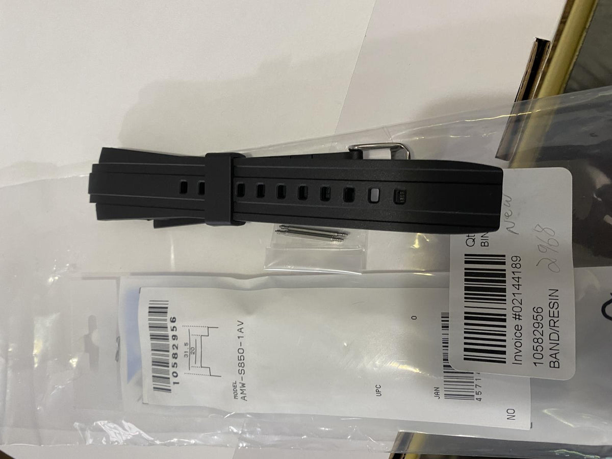 Casio Original Watchband AMW-S850 Tough Solar Black Resin Strap W/Spring Bars