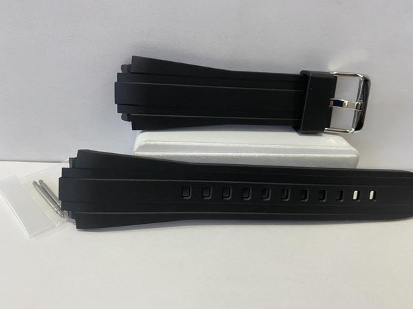 Casio Original Watchband AMW-S850 Tough Solar Black Resin Strap W/Spring Bars