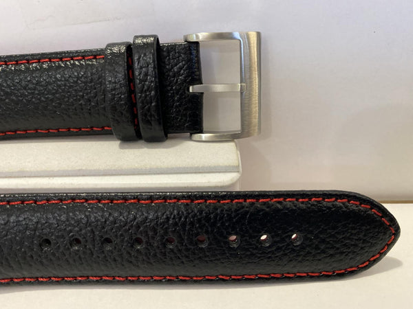 Casio Original Watchband Model EQB-800 BL-1A Black Leather Curved End Strap