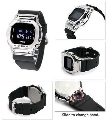 Casio Watchband GM-5600 and GM-6900 Original Black Resin Strap with Spring Bars