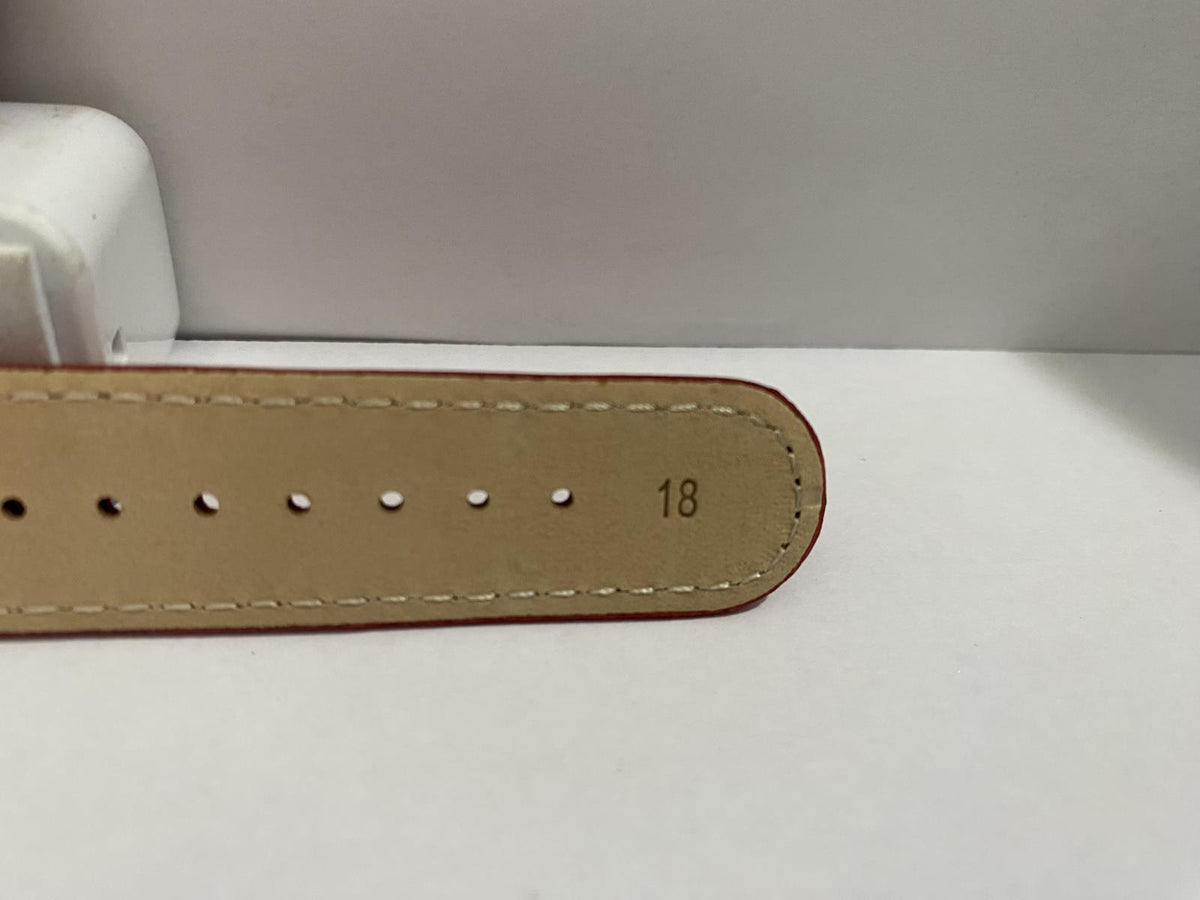 Mondaine Watchband Original 18mm Red Stitched Leather Strap w/pins.FEM3118.30Q