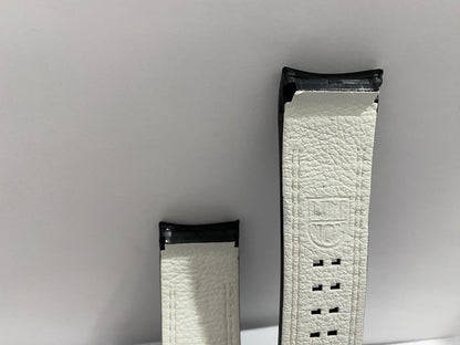 Luminox Watchband Original Model 1140 Black and White Leather Curved End Strap