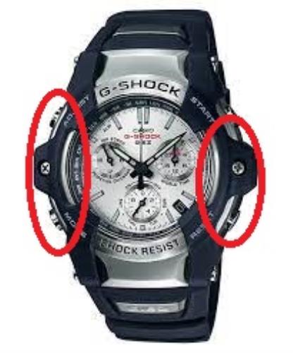 Casio Watch Parts GS-1001 Set Partial Bezels For 9H and 3H sides. Black