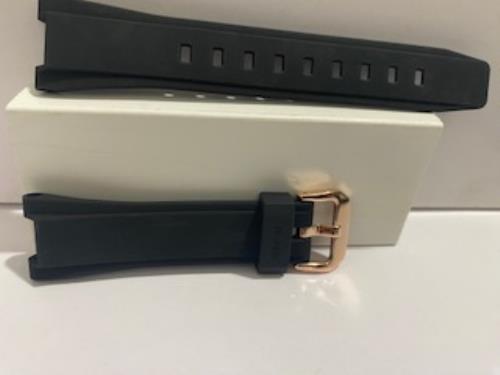 Casio Watchband MSG-S200-1A Black Resin Strap Rose Gold Buckle