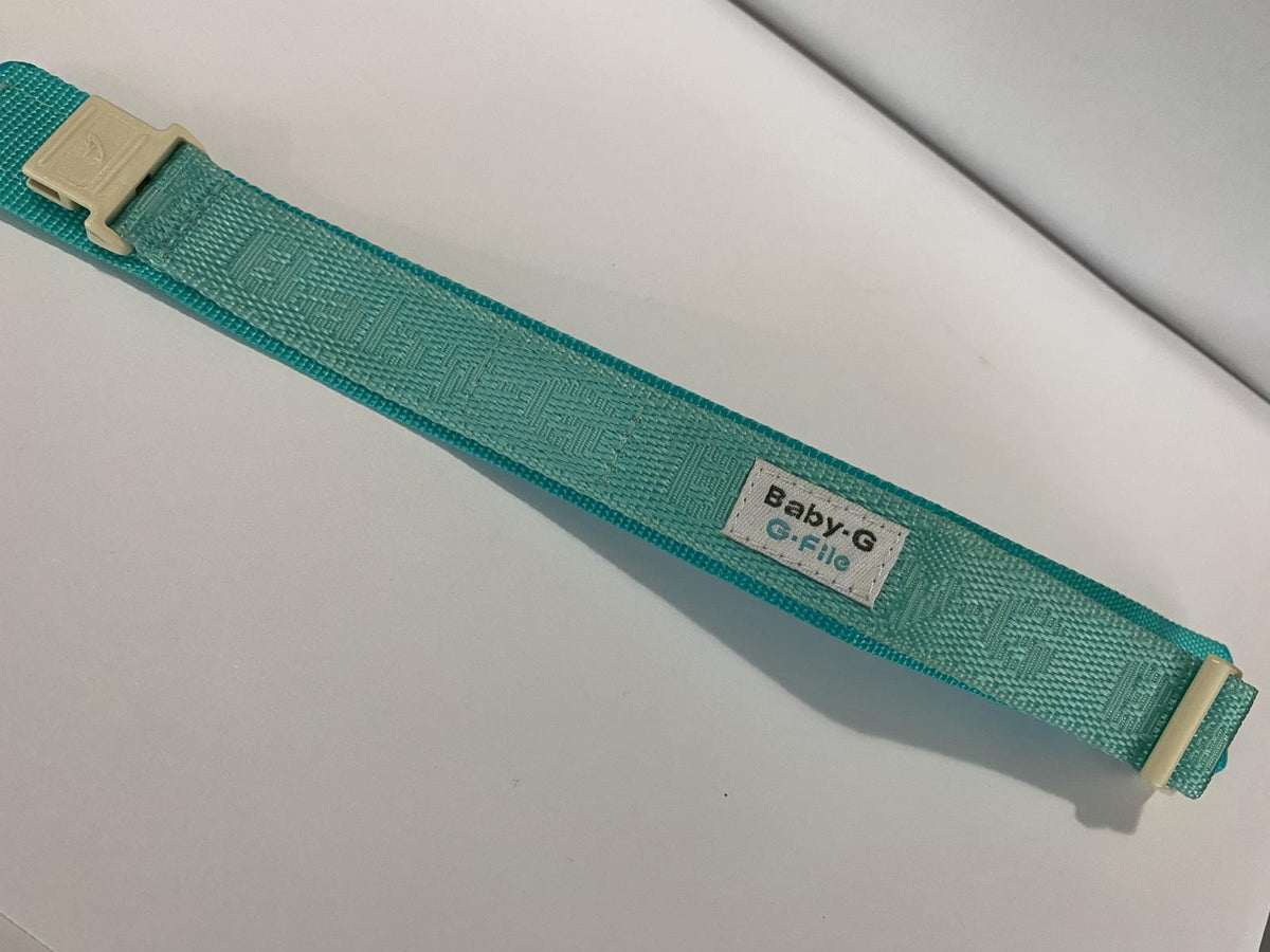 Casio Watchband Baby-G. G-File Aqua Green Nylon Grip Wrap Around Strap. 20mm
