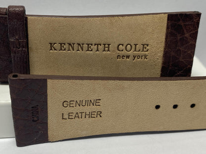 Kenneth Cole Original Leather Watchband 30mm Wide Brown With Attaching Pins