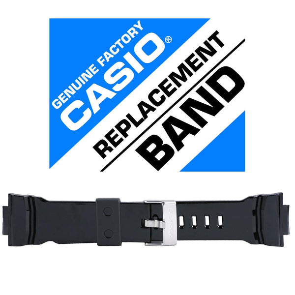 Casio Watchband GA-150 AND GA-200 Shiny Black Resin Strap. Band